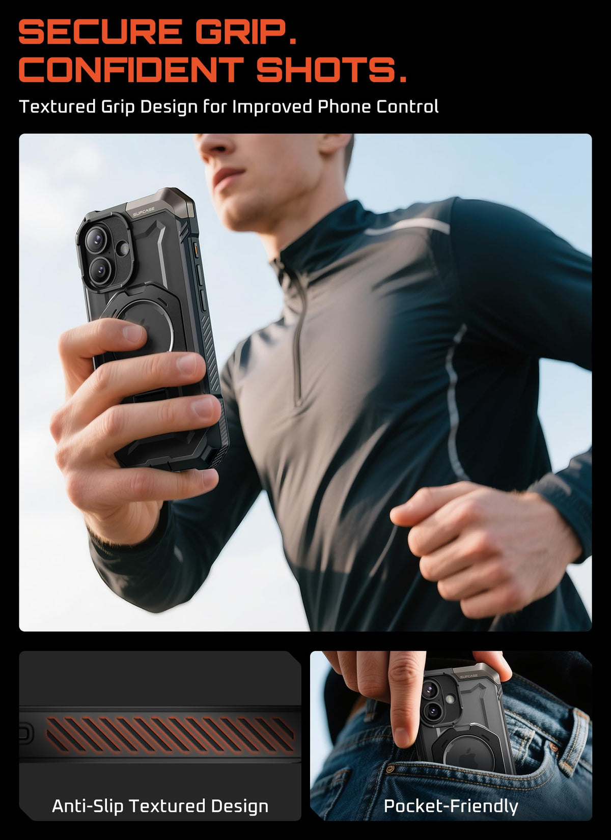 SUPCASE for iPhone 18 Pro Max Case/ 17 Pro Max Case with Stand, Black