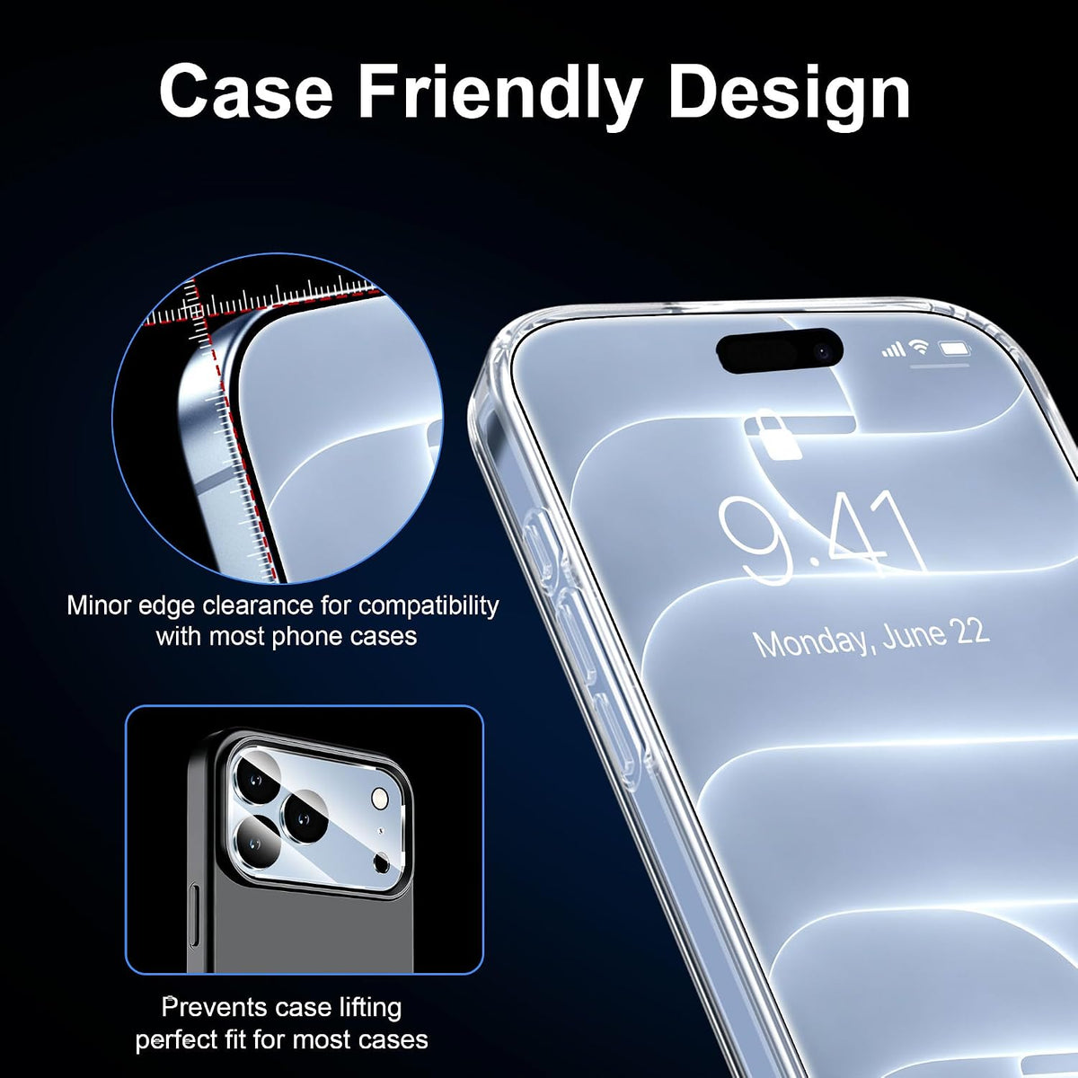 QHOHQ for iPhone 18 Pro Screen Protector, 9H+ Tempered Glass, 3+3 Pack