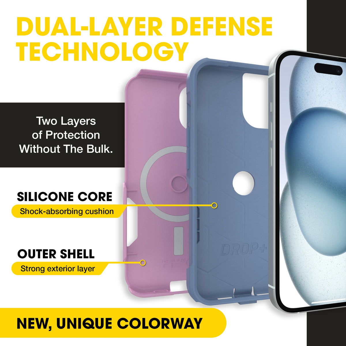 OtterBox iPhone 17e, 16e, 15, 14, & 13 Commuter Series Case - Black, Slim & Tough, Pocket-Friendly, with Port Protection - Thin & Protective iPhone Case, Dual-Layer, Impact Absorbing iPhone Case