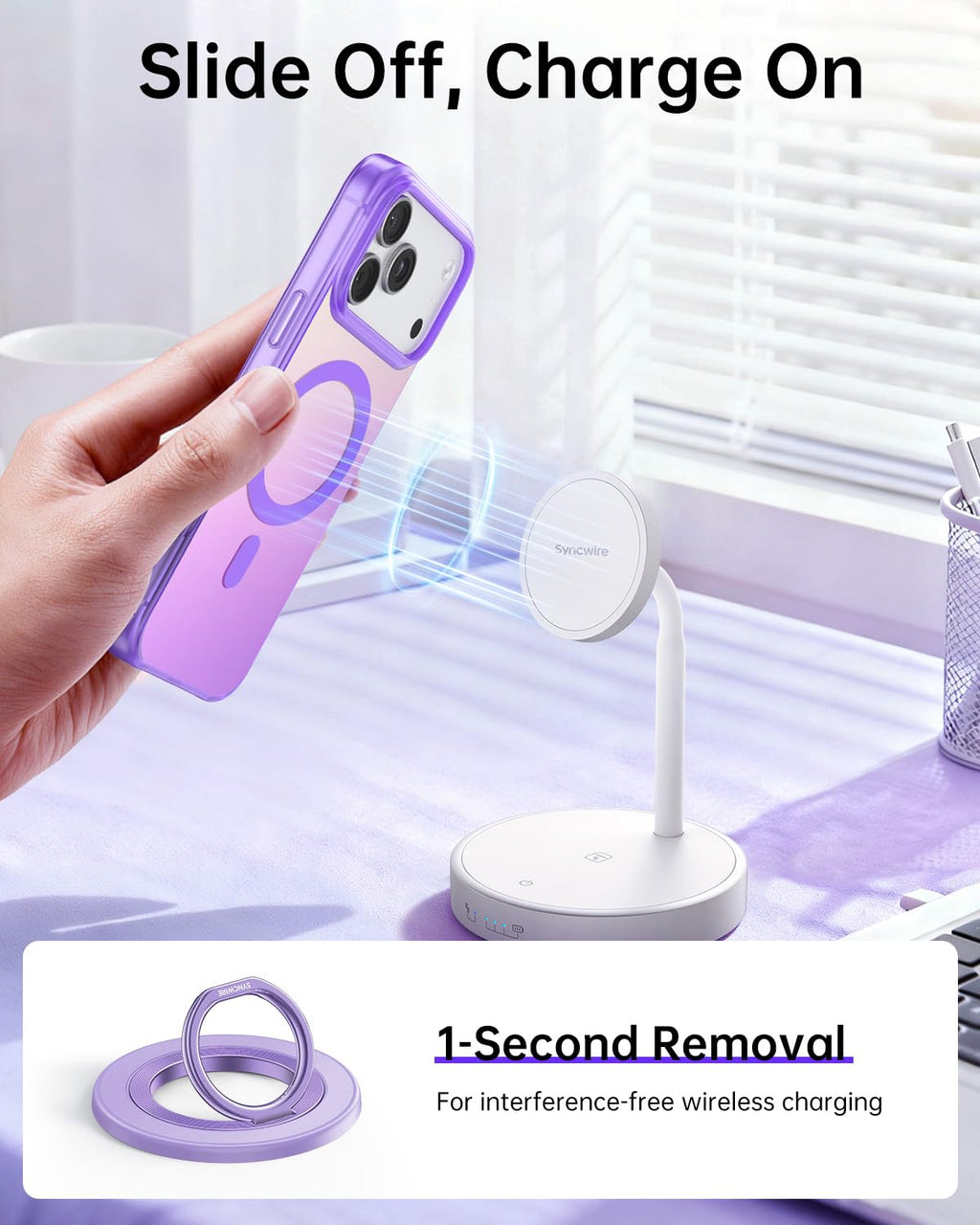 SYNCWIRE for MagSafe Phone Grip, Magnetic Phone Ring Holder Stand Kickstand