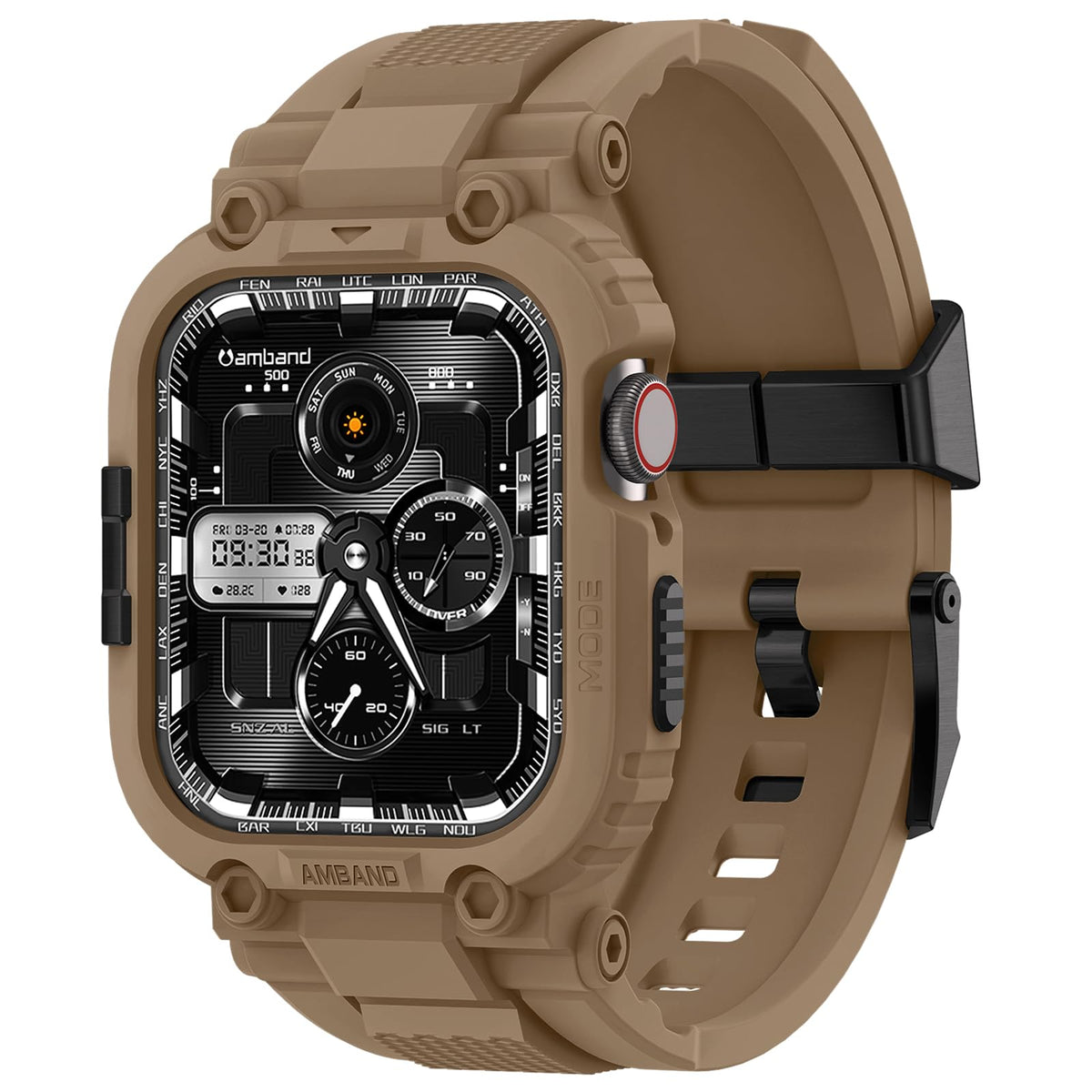 amBand Bands Compatible with Apple Watch 9/8/7/6/5/4 & SE 3/2/1 45mm/44mm Case for Men, M1 Sport Series Rugged Case Protective Cover for iWatch SE3/SE2/6/SE/5/4 44/45 mm Men Black
