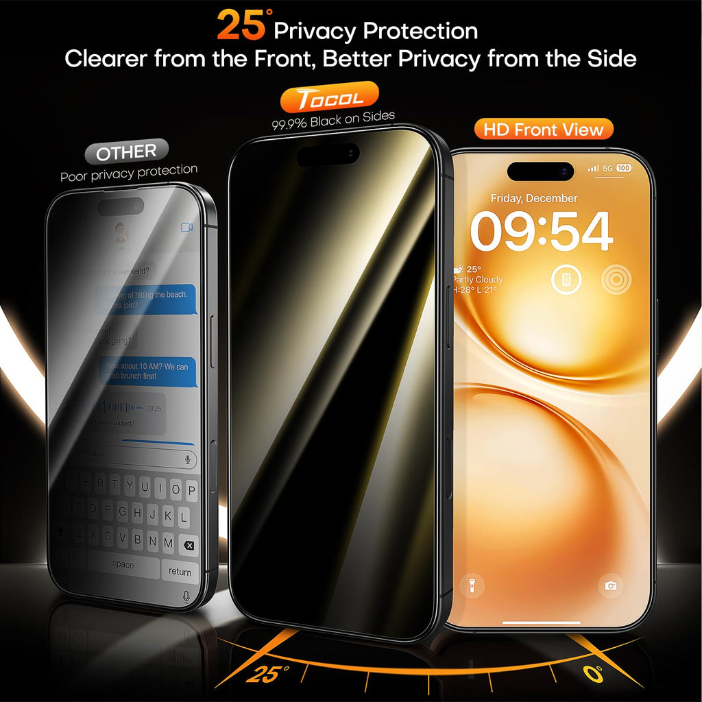 TOCOL for iPhone 17 Pro Max Screen Protector, Easy Installation