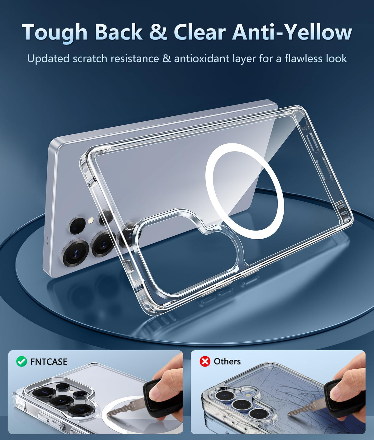 FNTCASE for iPhone 18 Pro Case/17 Pro Case Clear with Screen Protector
