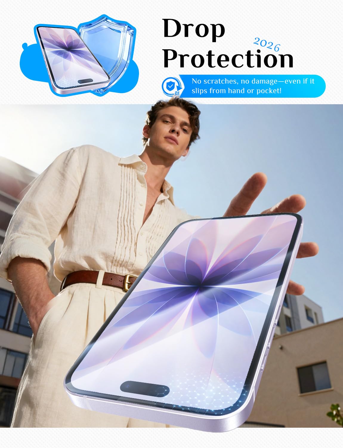 MAGIC JOHN 2 Pack Screen Protector for iPhone SE 3/SE 2 (2022/2020 Edition), iPhone7/8/6 Tempered Glass, Auto Dust-Elimination, Bubble Free, Easy Installation