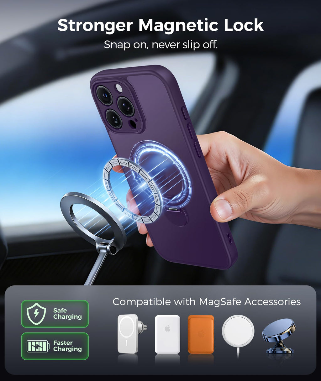 FNTCASE for Samsung Galaxy Z Fold 7 Case with 360 Spin Magnetic Stand Black
