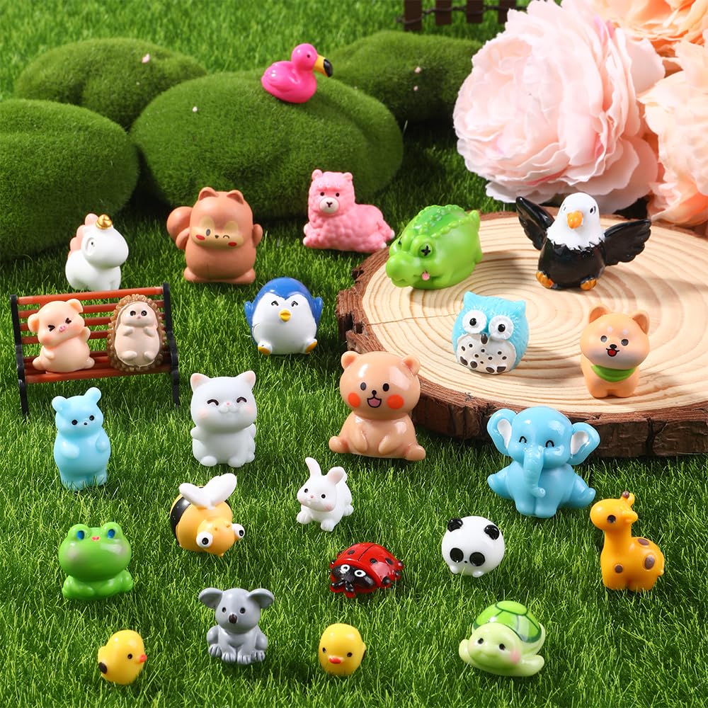 DIYDEC 40PCS Christmas Mini Ducks Figures Toys Miniature Resin Animal Decor
