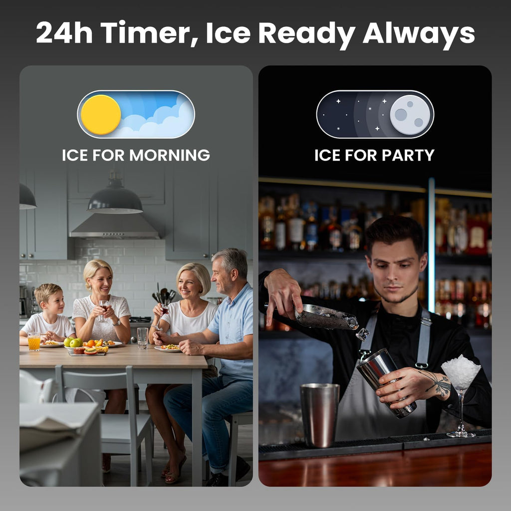 Kismile Commercial Ice Maker 100lbs/Day with 33lbs Storage