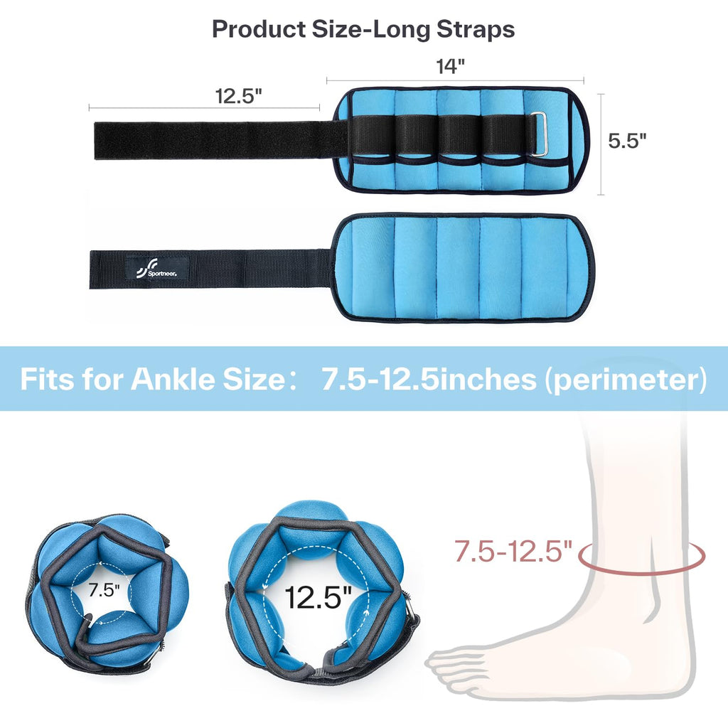 Sportneer Adjustable Ankle Weights, 2-10 lb per Pair, Removable Weights
