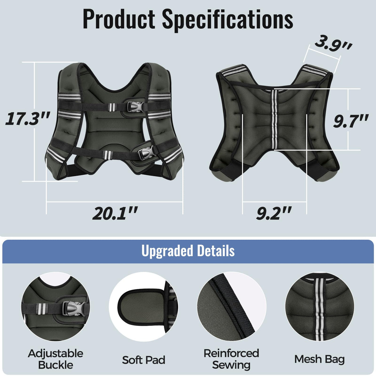 Zeerun Weighted Vest, 6/8/10/12/15/18/20/24/30LB for Men Women
