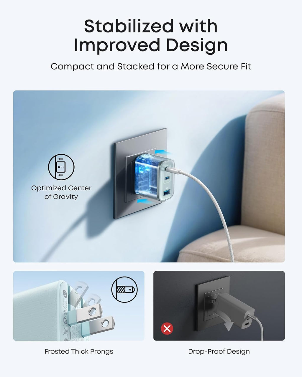 Anker Nano 70W Max 3-Port Fast Charger USB C, Type C Charger Fast Charging