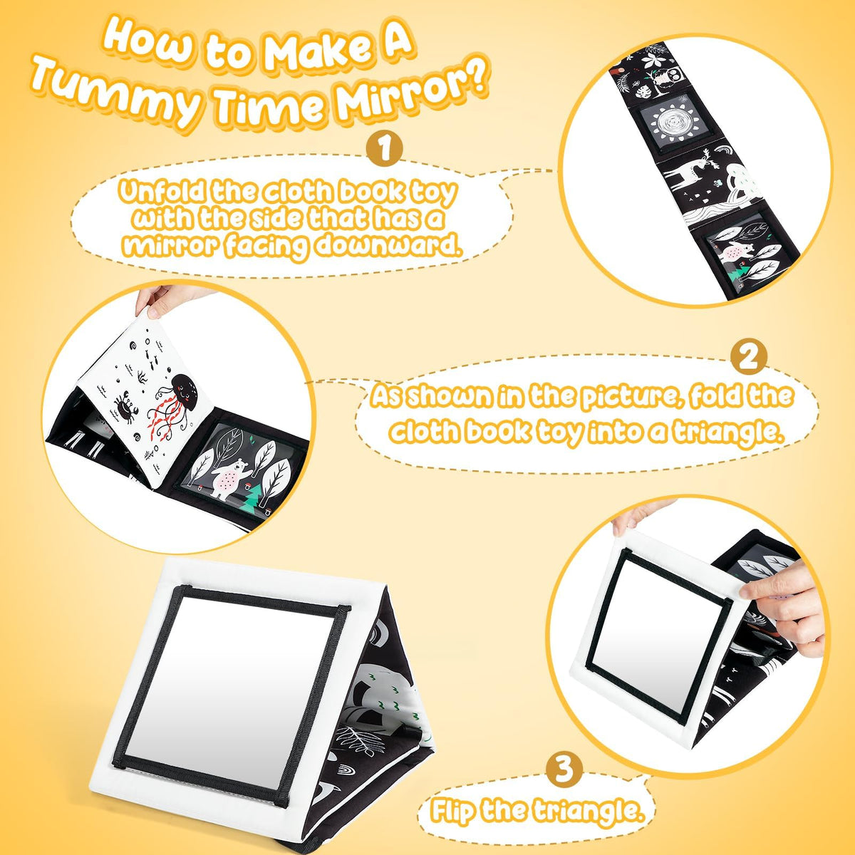 URMYWO Black and White Baby Toy, Tummy Time High Contrast Newborn Toys