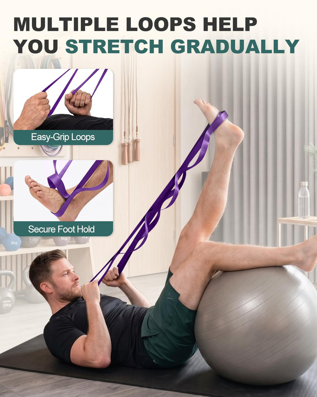 Trideer Stretching Strap with Loops, Yoga Strap, Stretch Bands for Exercise
