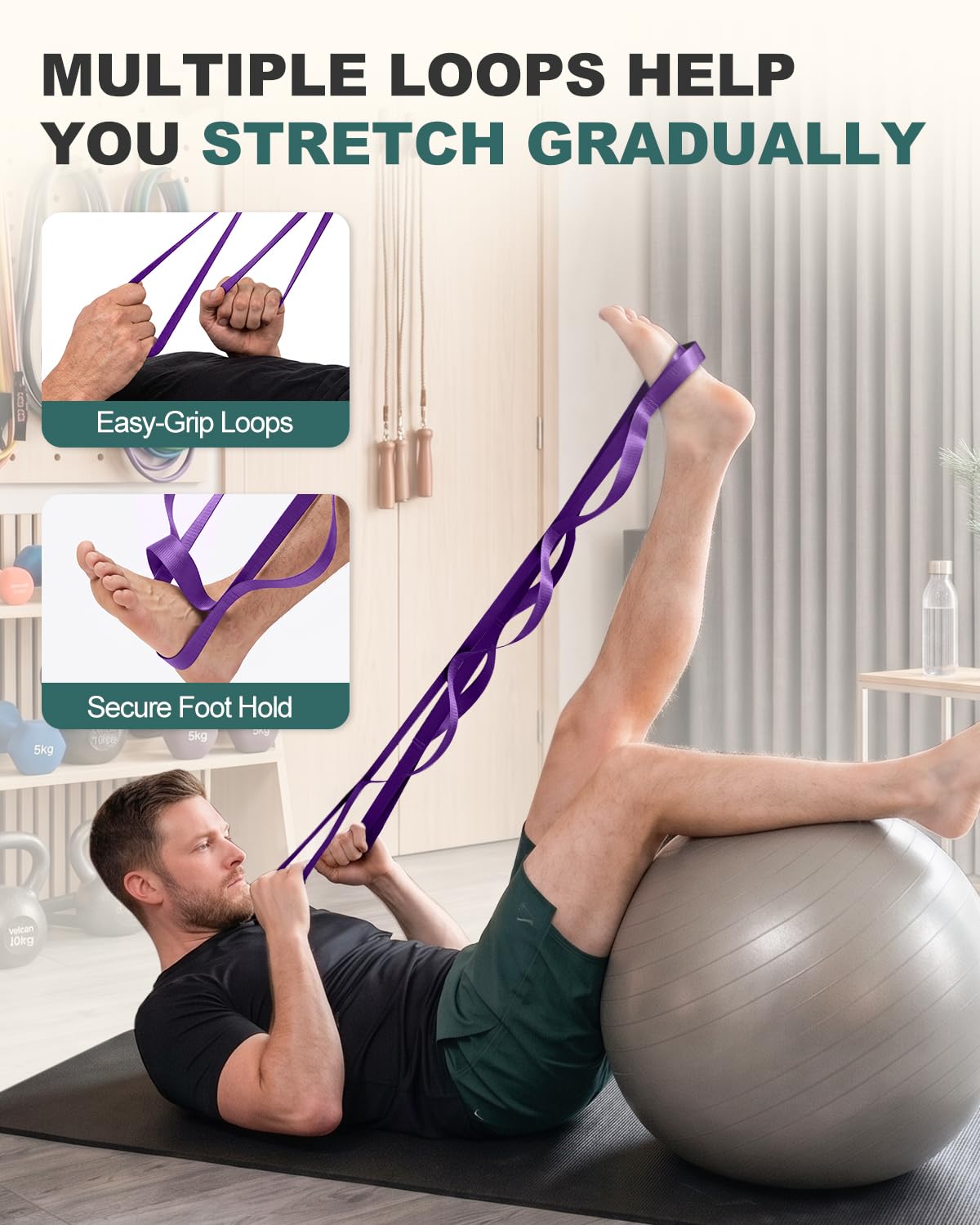Trideer Stretching Strap with Loops, Yoga Strap, Stretch Bands for Exercise