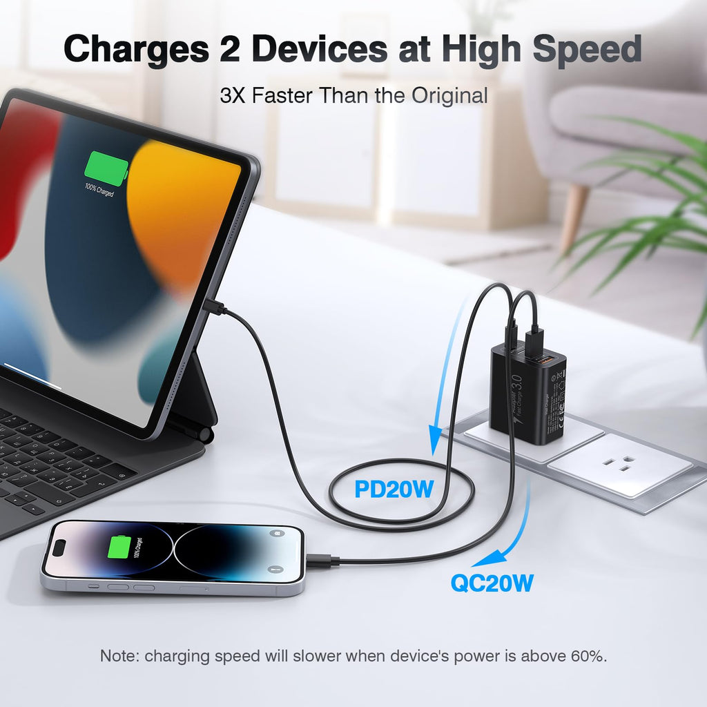 [2-Pack] USB C Wall Charger, 40W Type C Charger Fast Charging Blocks