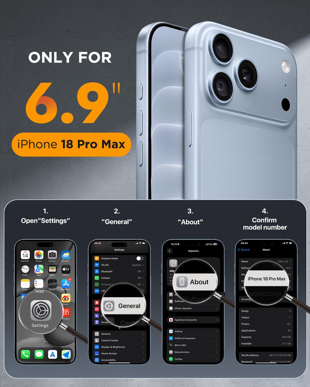 Miracase for iPhone 15 Pro Case 6.1'',with Private Screen Protector,Black
