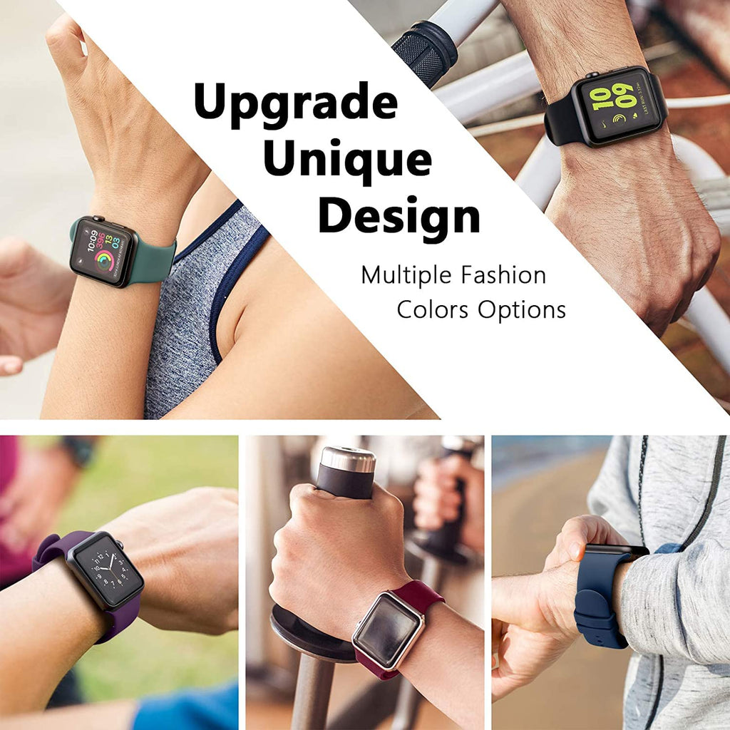 6 Pack Sport Silicone Bands Compatible with Apple Watch Band for Women Men