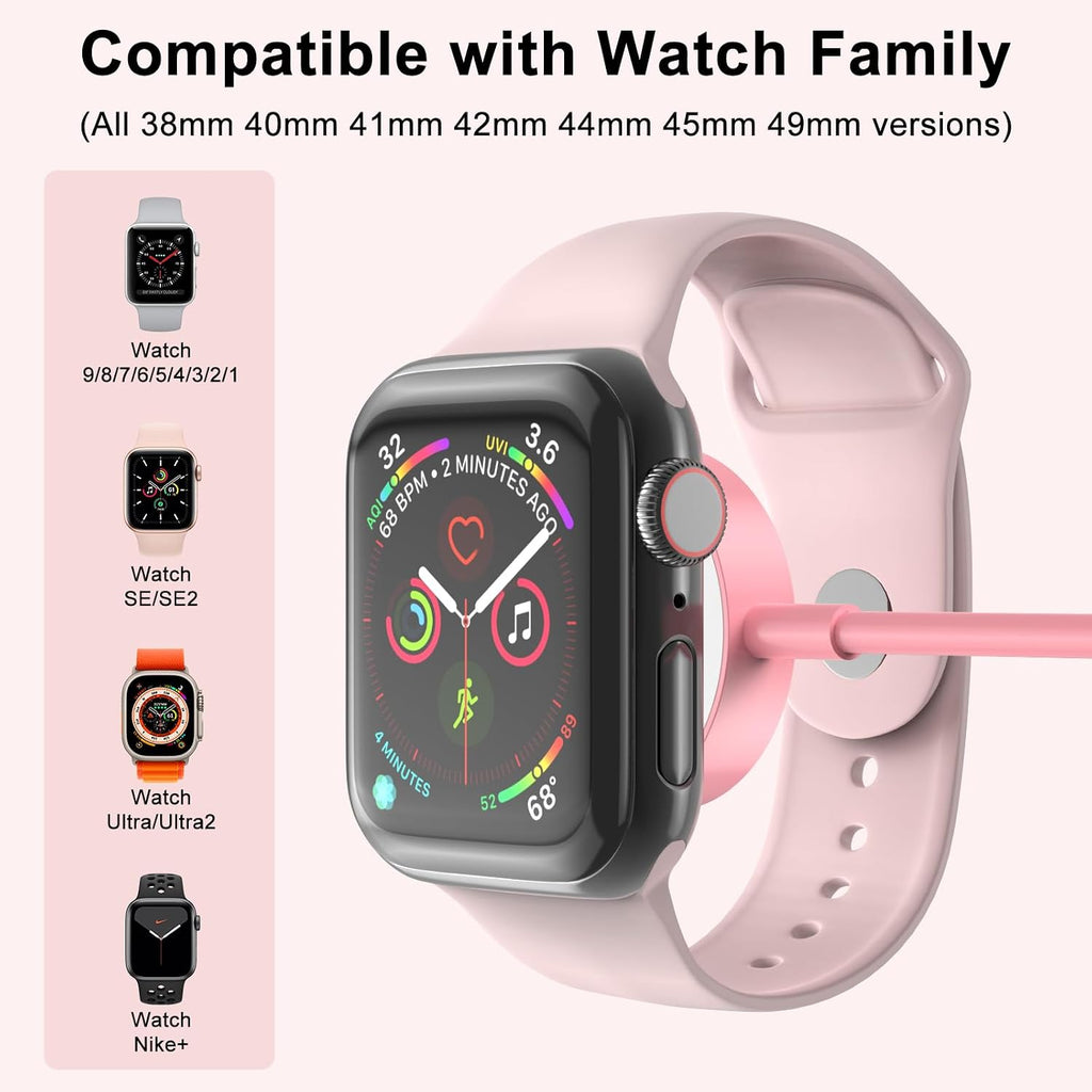 2026 Upgraded for Apple Watch Charger USB Magnetic Fast Charging Cable Portable Wireless Charging Accessories Compatible with iWatch Series 11/10/9/8/7/6/5/4/3/2 Ultra 3/2/SE-Pink