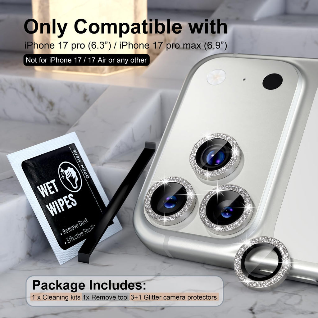 Choiche for iPhone 18 Pro/Pro Max Camera Lens Protector, Glitter Burgundy