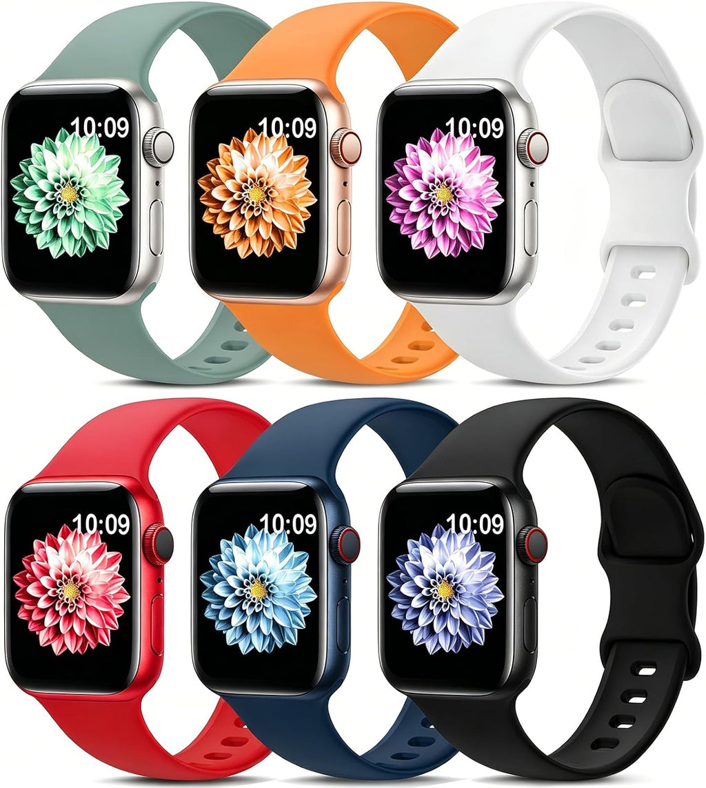 6 Pack Sport Silicone Bands Compatible with Apple Watch Band for Women Men