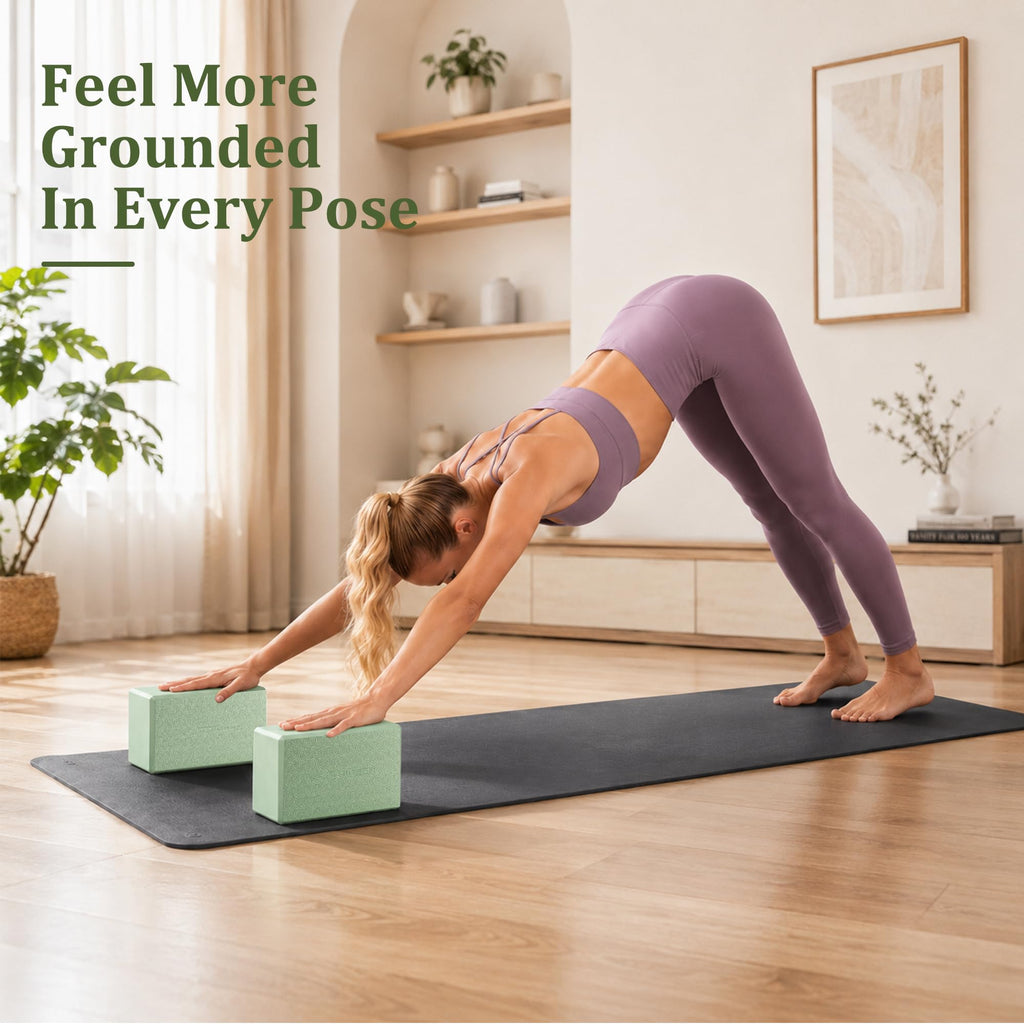 Yoga Blocks 2 Pack with Supportive Non-Slip Foam for Yoga Pilate Stretching