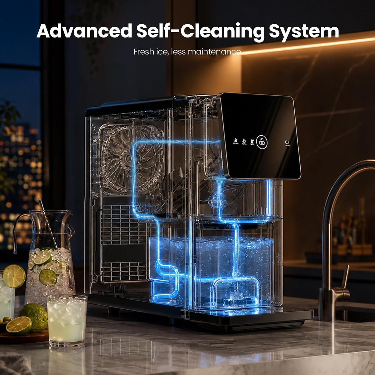 AGKUCKY Nugget Ice Makers Countertop, 35 lbs/24hrs Auto Drop Ice