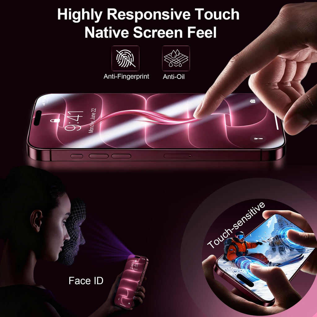 QHOHQ for iPhone 18 Pro Screen Protector, 9H+ Tempered Glass, 3+3 Pack