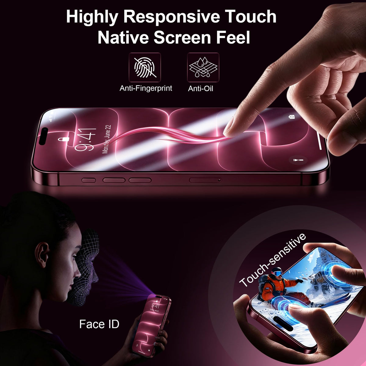 QHOHQ for iPhone 18 Pro Screen Protector, 9H+ Tempered Glass, 3+3 Pack