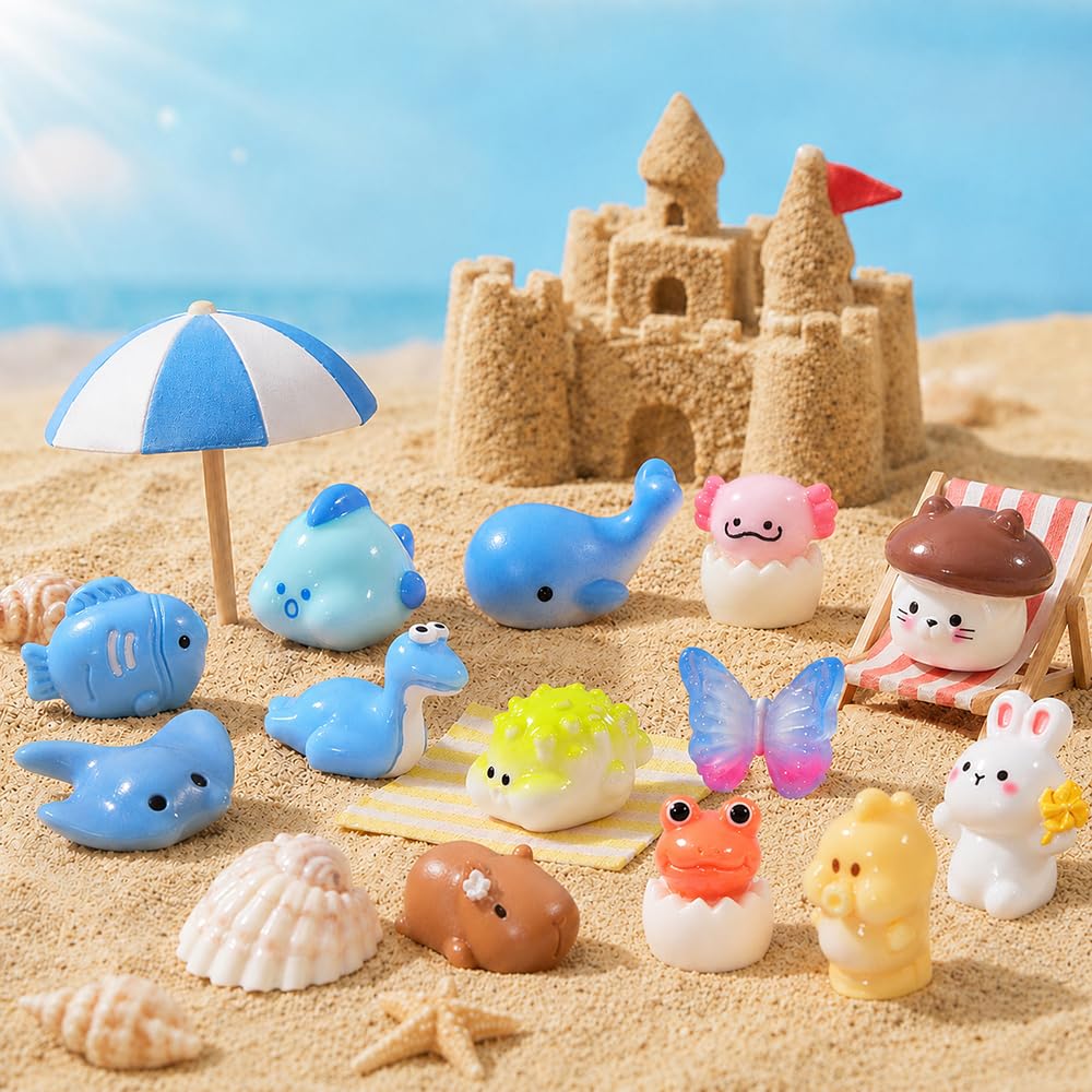 DIYDEC 40PCS Christmas Mini Ducks Figures Toys Miniature Resin Animal Decor