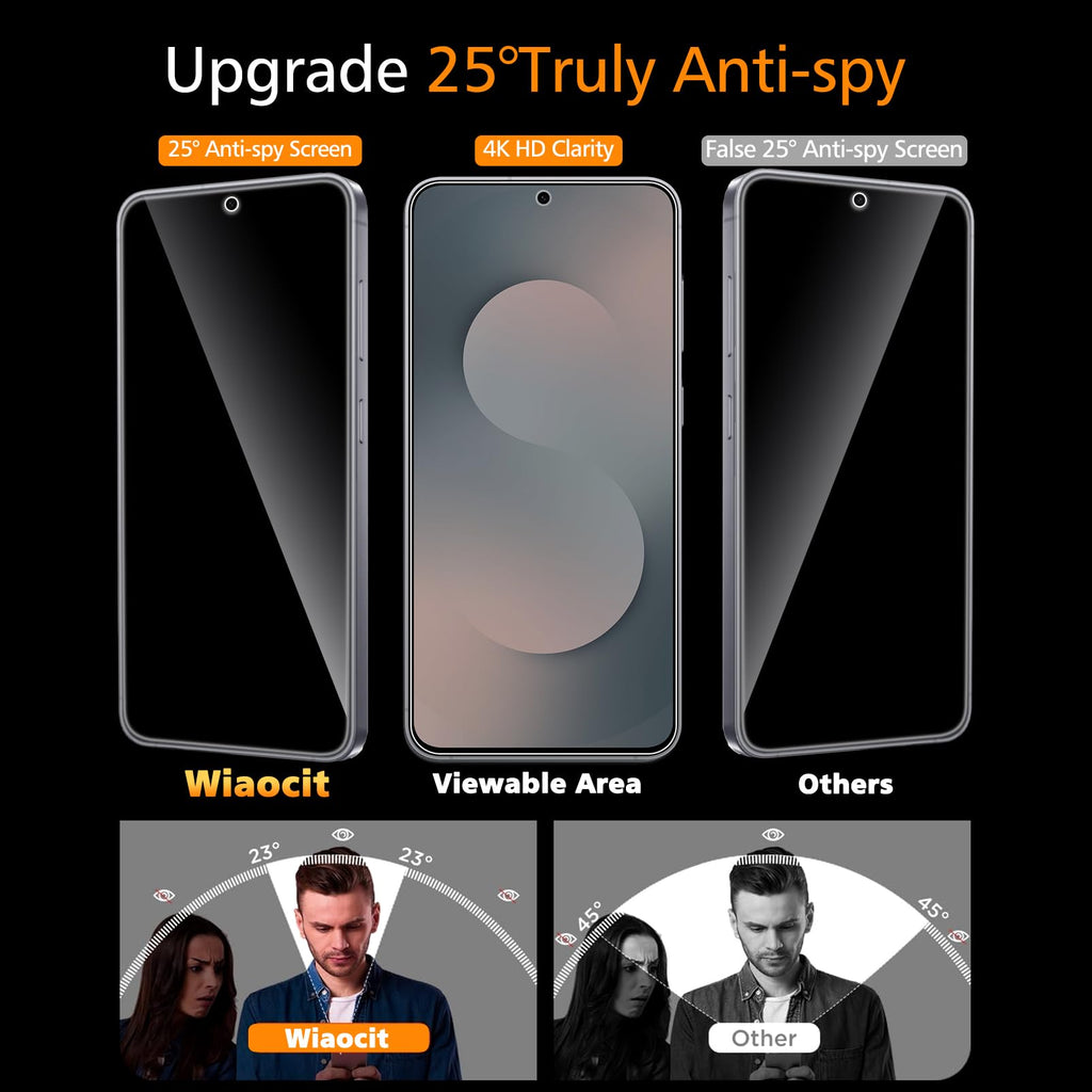 Wiaocit Privacy Screen Protector for iPhone 18 Pro, Tempered Glass