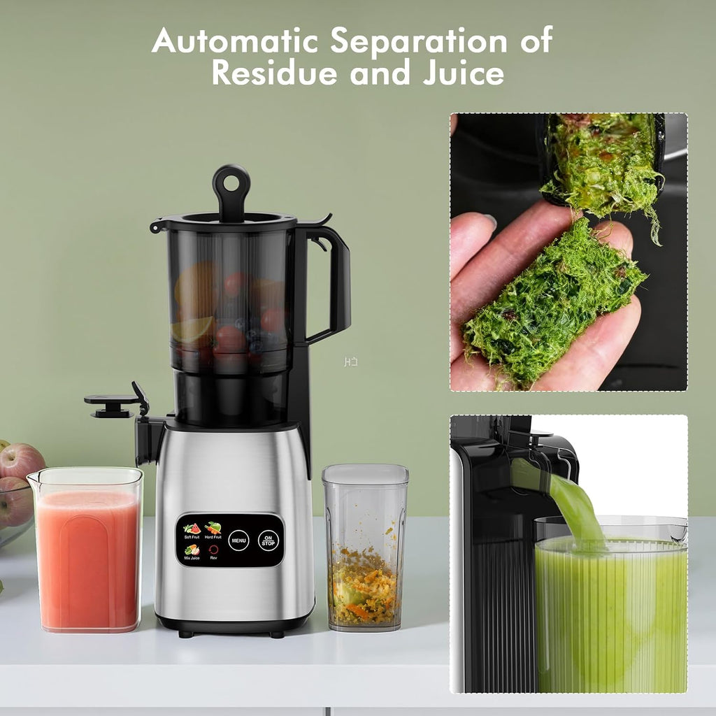 Kismile Cold Press Juicer, 5.4" Feed Chute, 4 juicing Mode, Easy to Clean