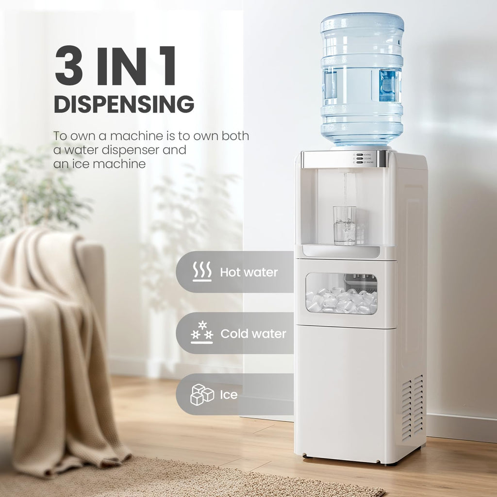 Kismile Water Dispenser with Ice Maker, 3 in 1 Water Cooler, Top Loading