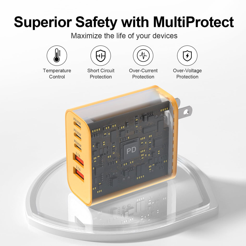 USB C Charger Block, 60W 5-Port Type C Charger Fast Charging Blocks