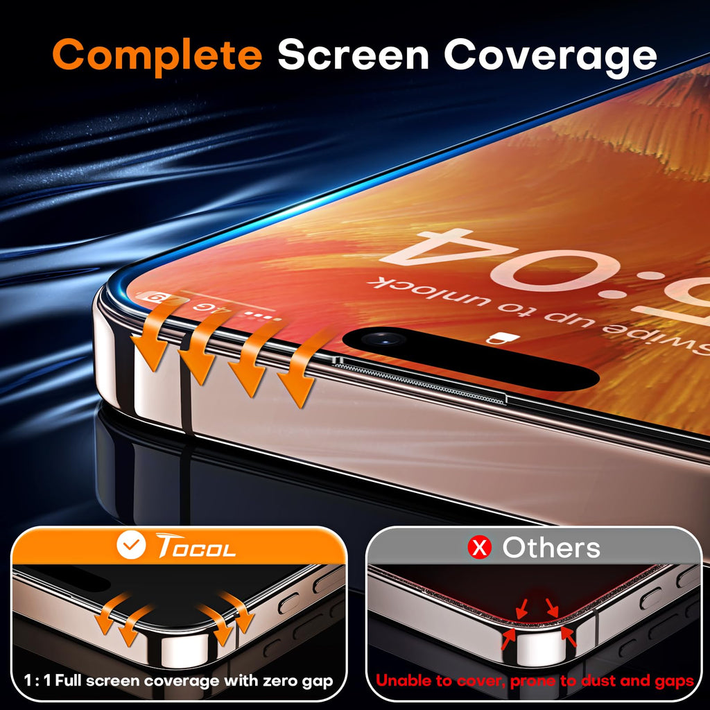 TOCOL for iPhone 17 Pro Max Screen Protector, Easy Installation