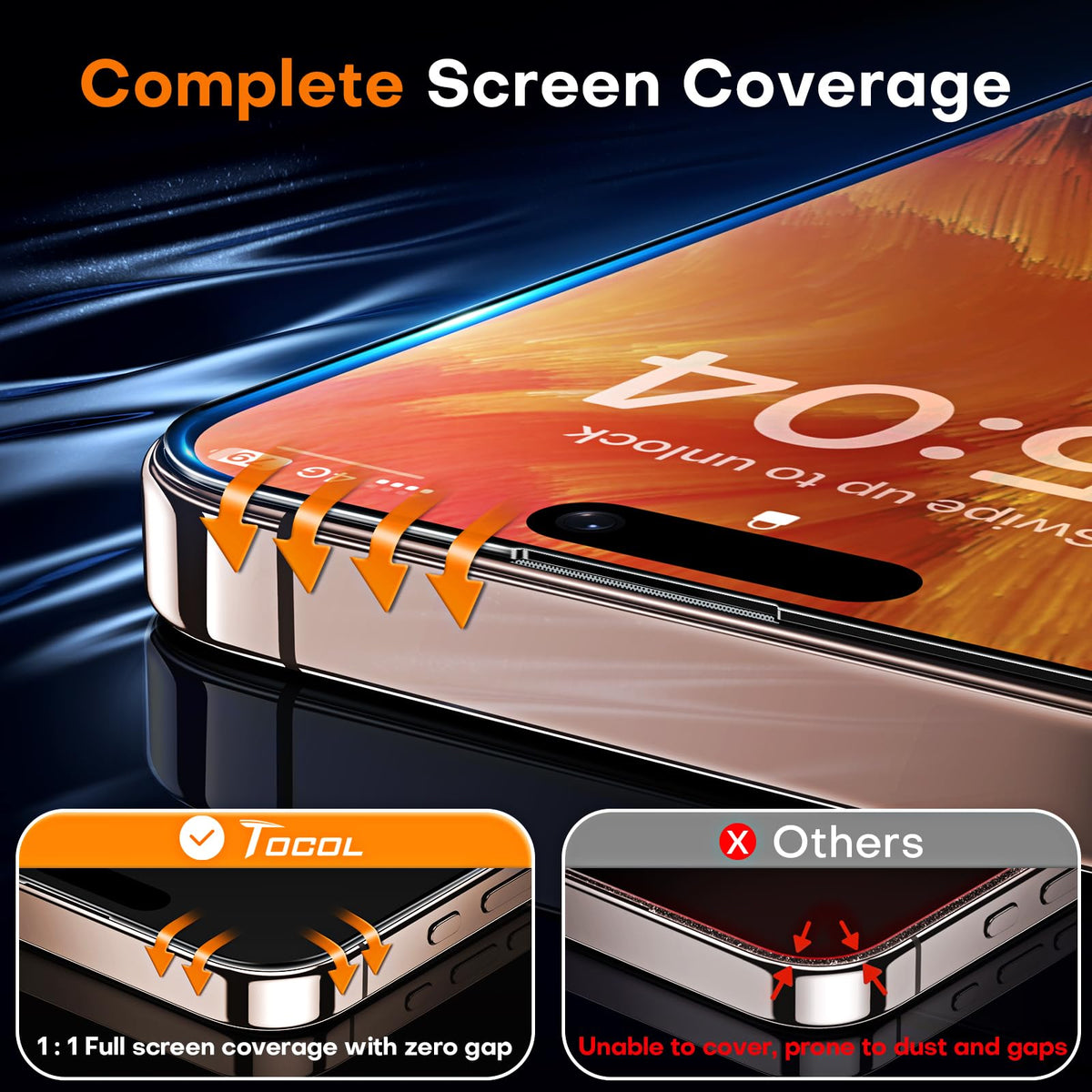 TOCOL for iPhone 17 Pro Max Screen Protector, Easy Installation