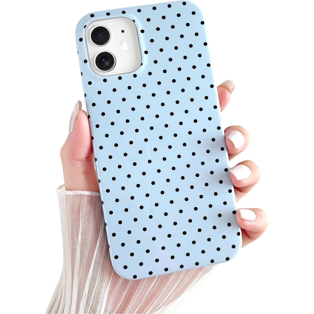 Yeddabox for iPhone 14 Plus Case Cute Polka Dot Phone Case Soft TPU Slim Shockproof Phone Cover for Women Girls, White