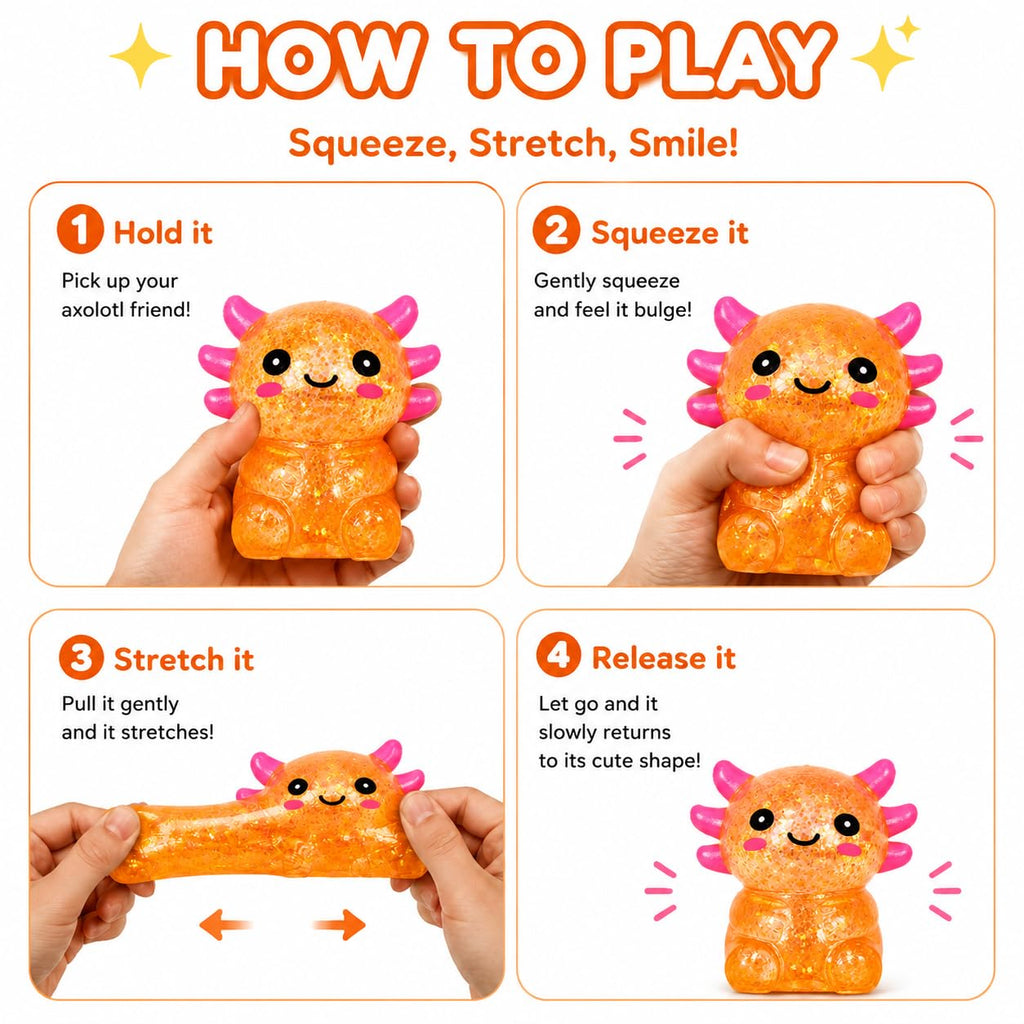 Axolotl Squishy Stress Ball, Soft Slow Rising Sensory Toy