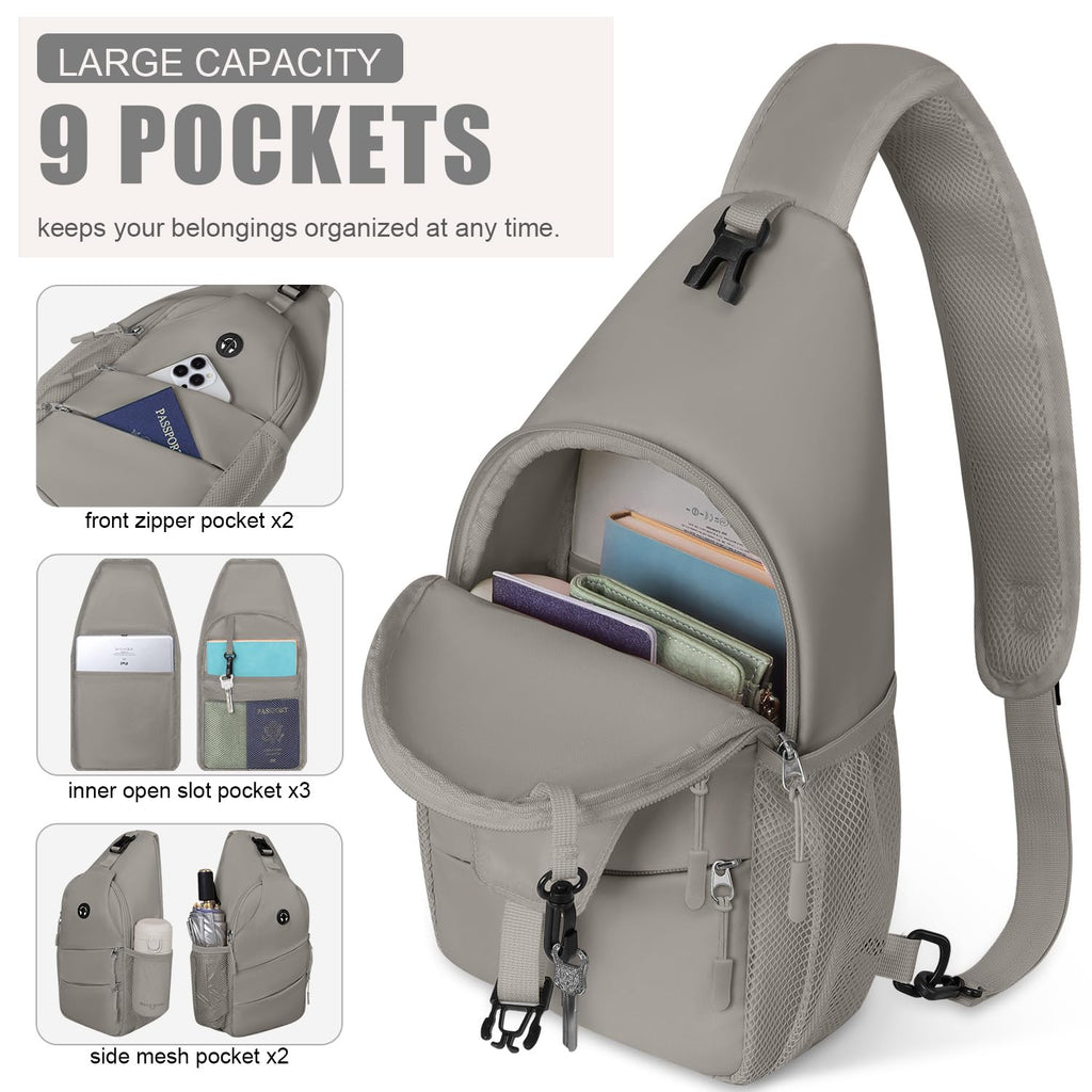 Pritent Crossbody Bags for Women Men Trendy Sling Bag Backpack Casual Chest Bag with Convertible Shoulder Strap