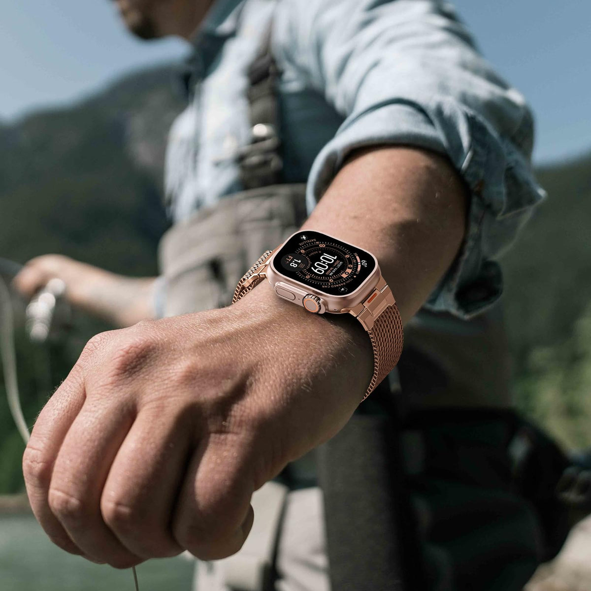 BXUXOHS Milanese Loop for Apple Watch Ultra 4/3/2 Band 49mm 44/45/46mm Men