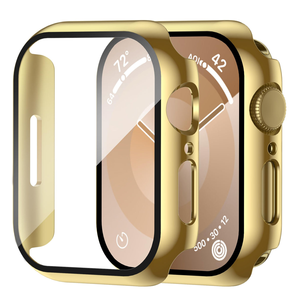 Smiling 2 Pack Case Compatible with Apple Watch Series 9/8/7 41mm with Tempered Glass Screen Protector, Hard PC Case Overall Protective Cover- 1 Silver + 1 Transparent