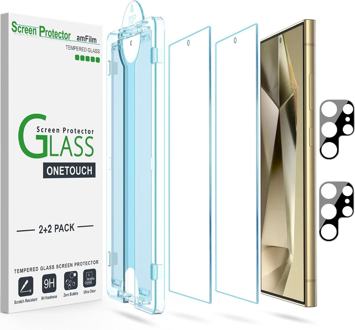 amFilm OneTouch for Samsung Galaxy S24 Ultra Screen Protector TemperedGlass