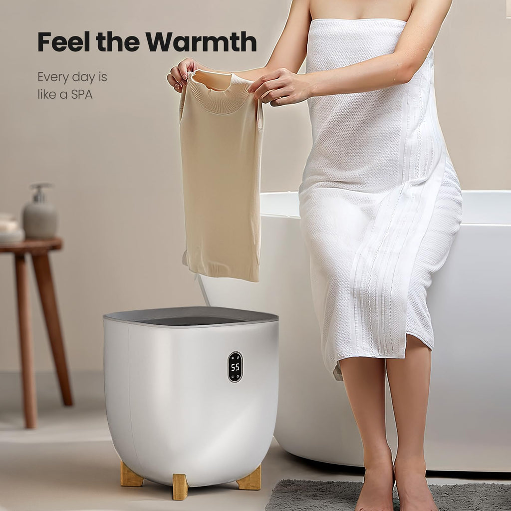 AGLUCKY Towel Warmer for Bathroom, 40L Large Towel Warmers Bucket, White