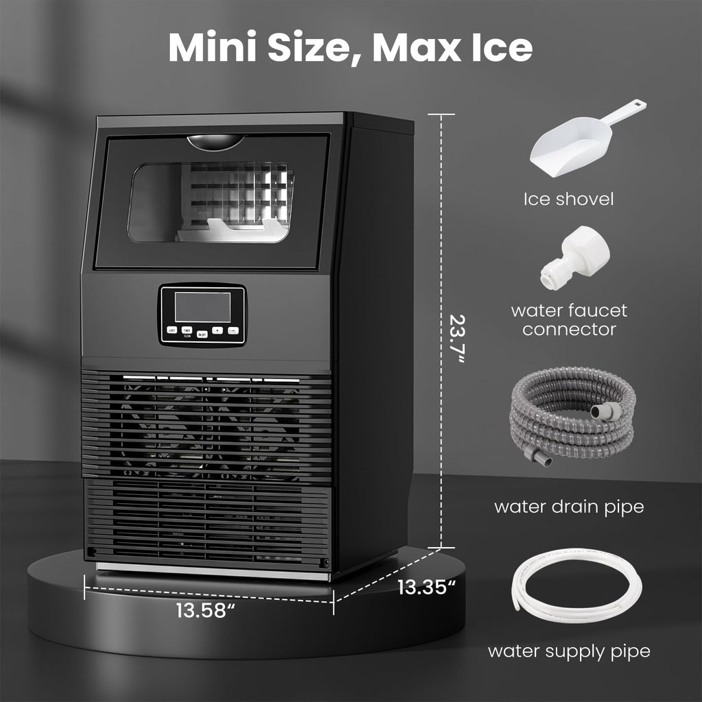 Kismile Commercial Ice Maker 100lbs/Day with 33lbs Storage