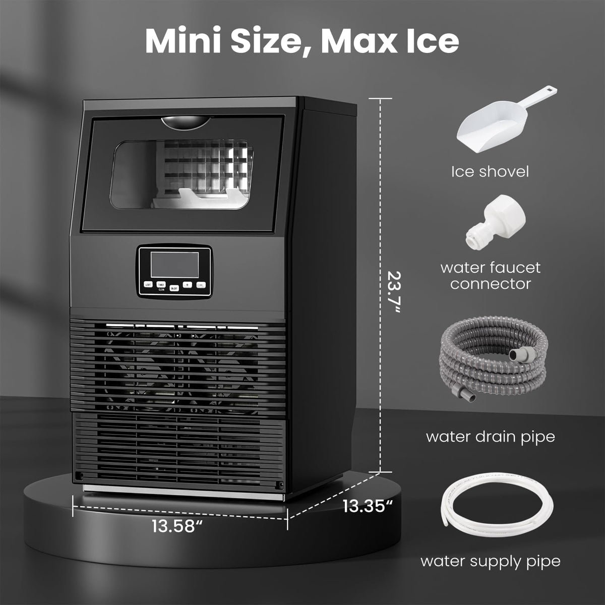 Kismile Commercial Ice Maker 100lbs/Day with 33lbs Storage