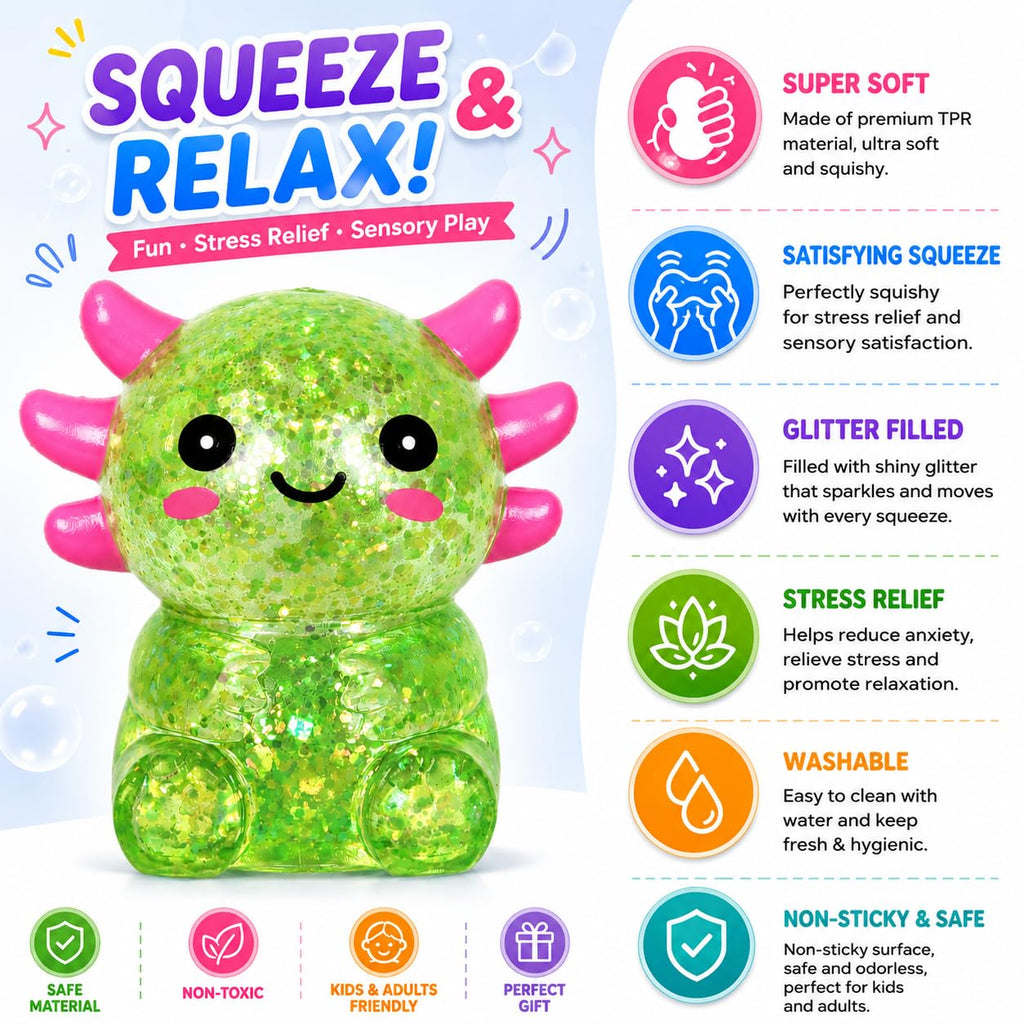 Axolotl Squishy Stress Ball, Soft Slow Rising Sensory Toy