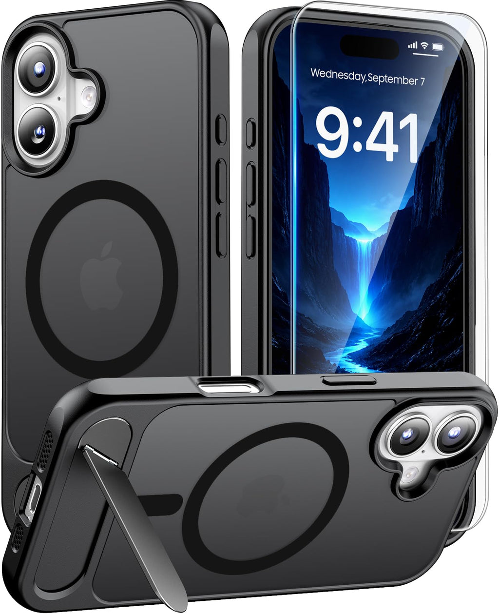Magnetic for iPhone 15 Case with Stand, Clear