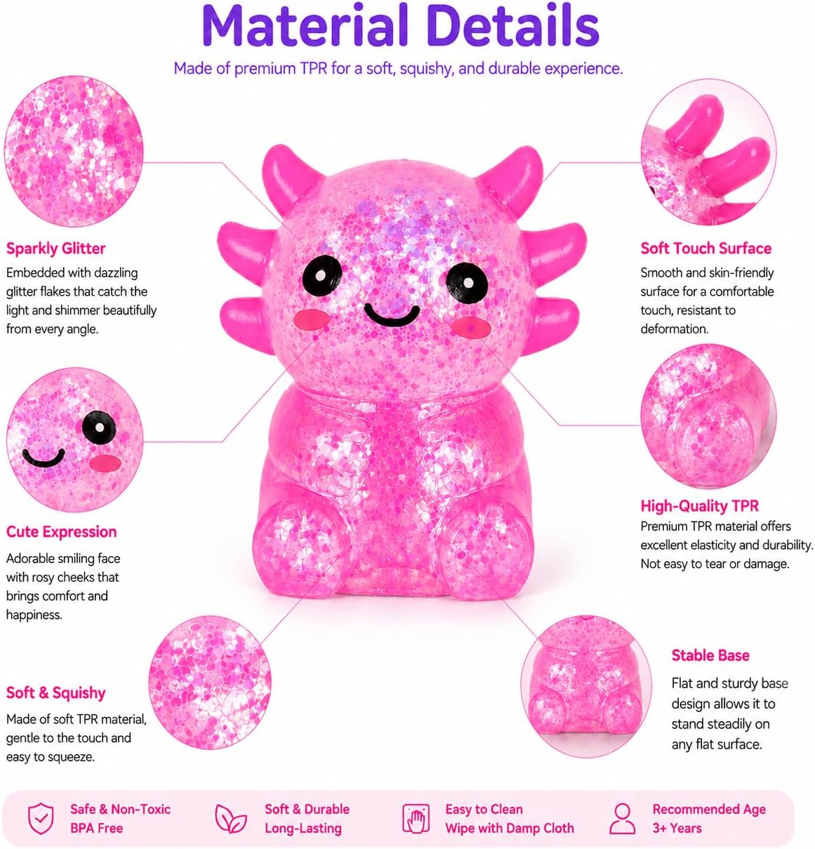 Axolotl Squishy Stress Ball, Soft Slow Rising Sensory Toy