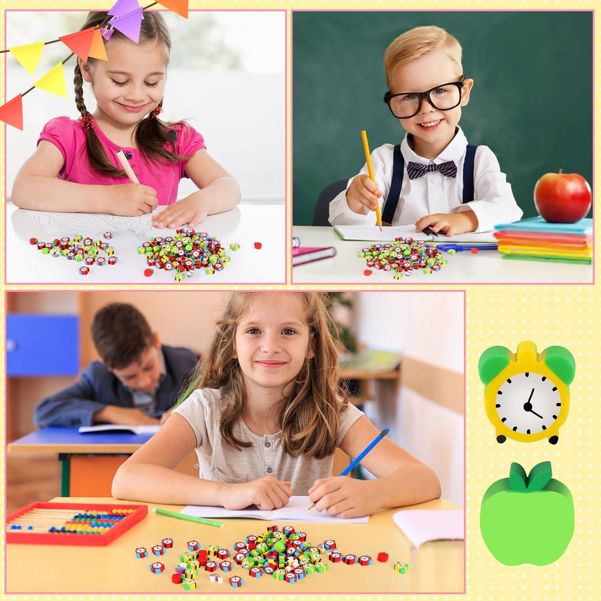 JUNEBRUSHS 150Pcs Fall Mini Erasers, Cute Thanksgiving Erasers Bulk
