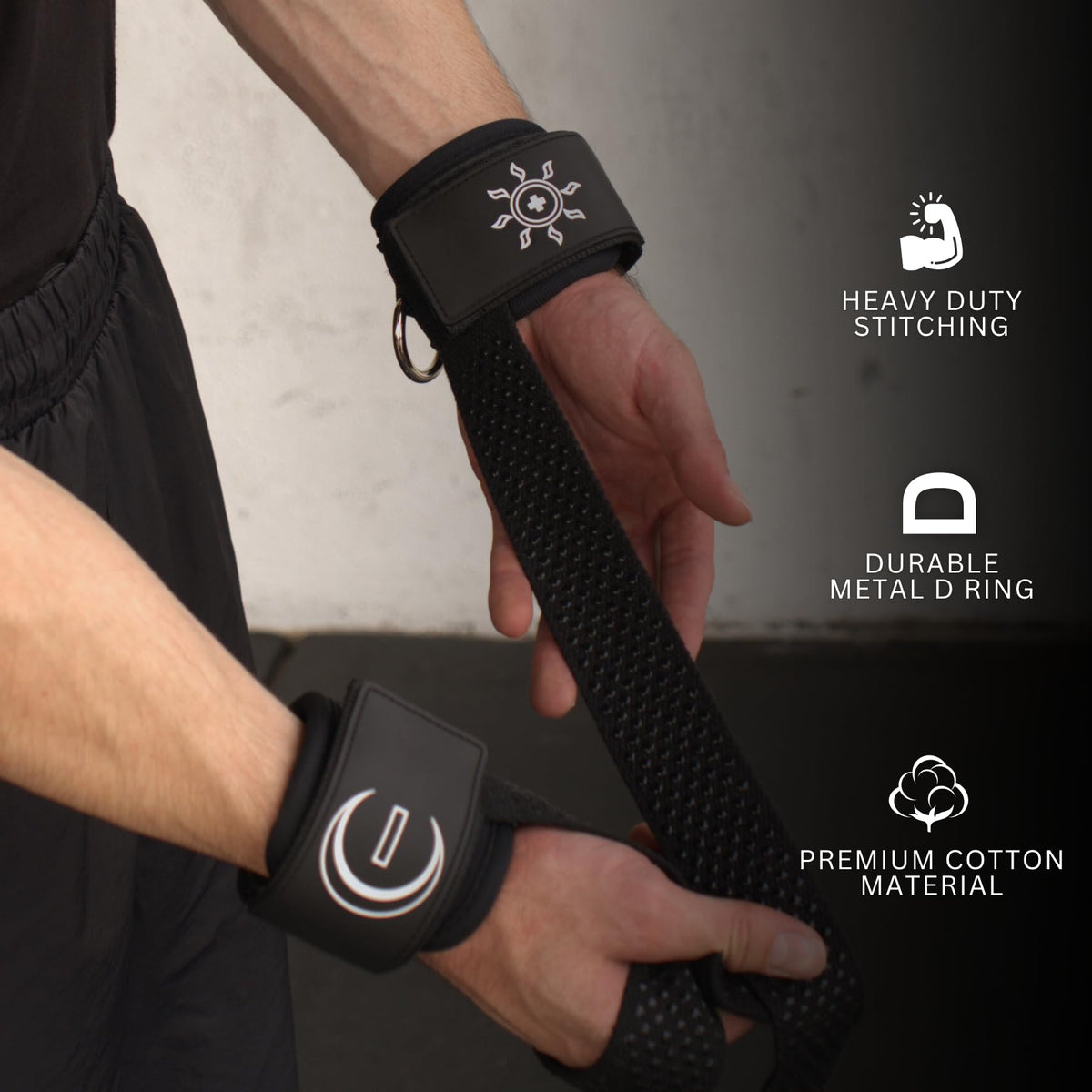Ekkovision EKKO Weight Lifting Straps With Cuffed D Ring, Wrist Support for Men, Heavy Duty Thick Comfortable Lifting Straps, Secure Fit, Enhanced Grip, Straps for Weightlifting & Gym Training