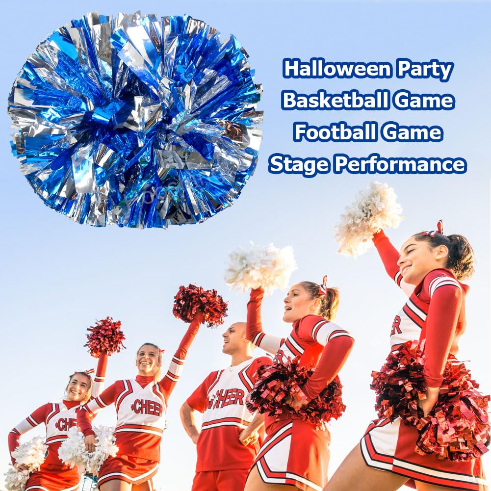Hooshing 2/6/12PCS Pom Poms Cheerleading with Baton Handle Cheerleader Pompoms for Cheering Sports Games Dancing Party Team Spirit
