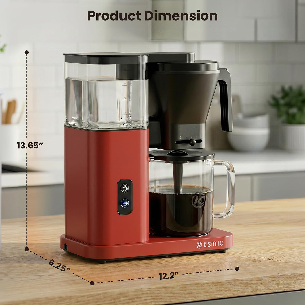 Kismile SCA Certified 8-Cup Coffee Maker, 6-Min Quick Brew, Hot & Cold Brew Coffee Machine, Adjustable Flow Control, Magnetic Anti-Drip, Keep Warm, DIY Manual Mode, Dishwasher Safe, Olive Green